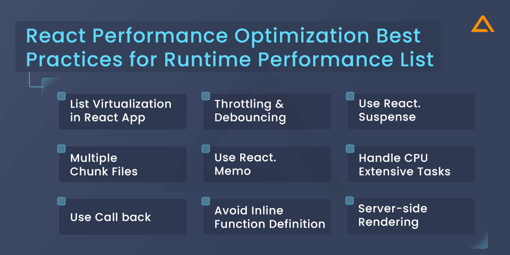 React Performance Optimization Best Practices for Runtime Performance List